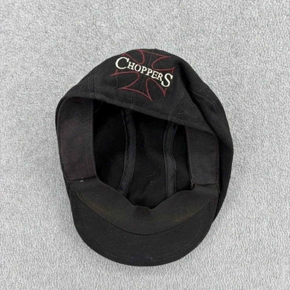 Choppers Black Ivy Flat Cap Newsboy Driving Hat Biker Motorcycle L/XL Cotton